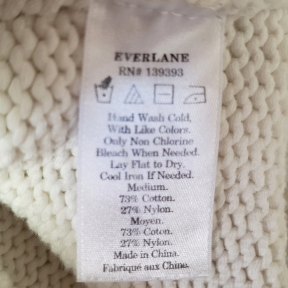 Everlane Sweater Woman's M White Ribbed Crewneck  Chunky Warm Casual Pullover - Picture 11 of 11